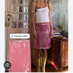 Viral handover sequin lace pink Camilo skirt nwt size small hand over
